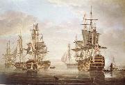 Nicholas Pocock This work of am exposing they five vessel as elbow bare that gora with Horatio Nelson and banskarriar France oil painting artist